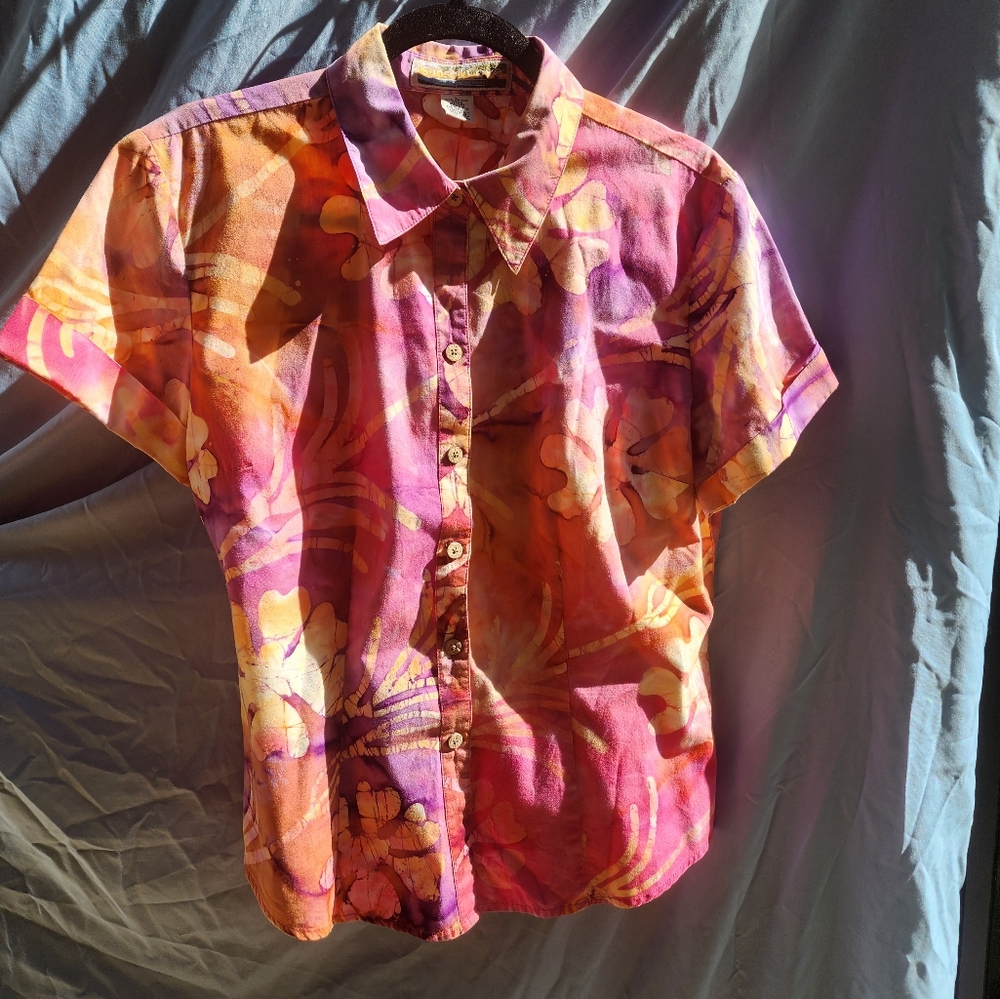 Mens Sunset Cove Hawaiian Shirt L